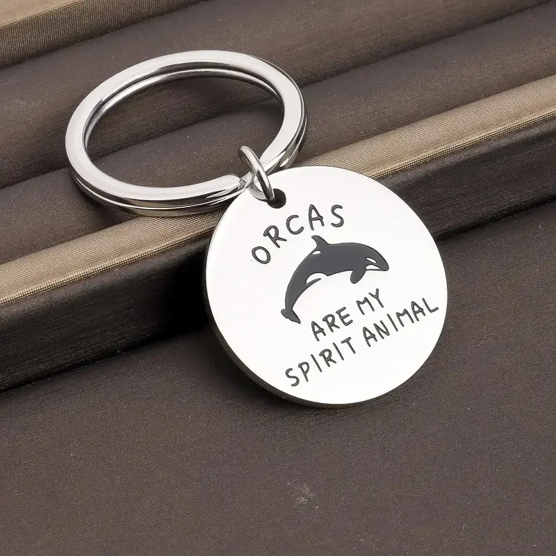 Orcas are my spirit animal keychain, stainless steel animal keychain, whale gift, fun animal lover gift, sea protector best gift