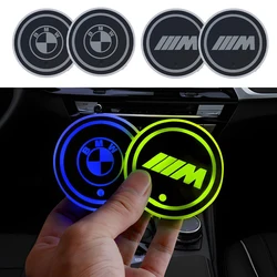 2PCS Luminous Car Coaster Water Cup Holder Pad Anti-slip Mats Auto Accessories For BMW M M3 M5 M6 E46 E90 E39 F10 F20 F30 G20 X5