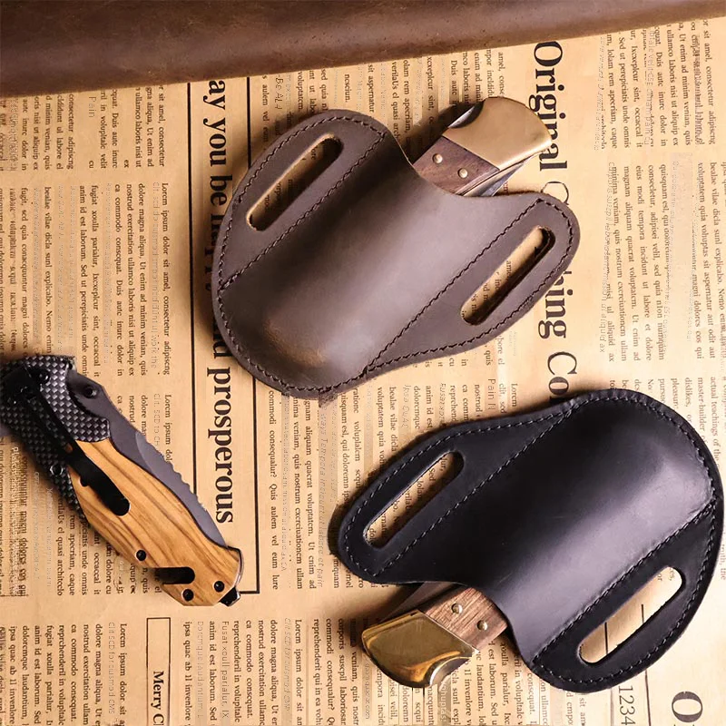 Genuine Leather Folding Knife, Waist Belt Case Holder, Outdoor Tools Holder, Pocket Knife Sheath, Hunting Camp Carry Equipment