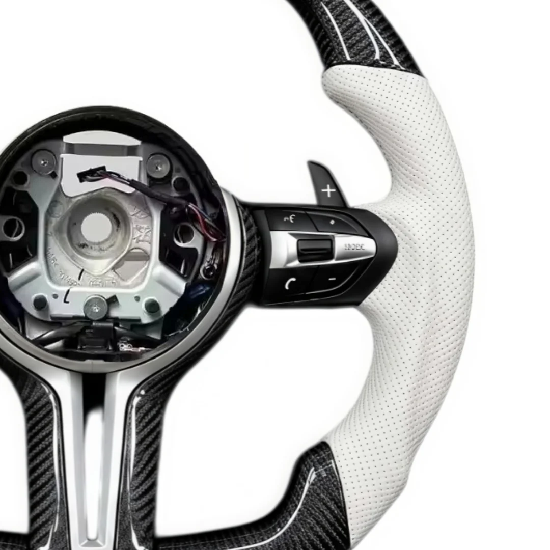 Upgrade Carbon Fiber White Leather Left and Right Steering Wheel for BMW F15 F20 F30 F31 F40 E83 E70 E90 540i X1 X2 X3 X4 X5 X6
