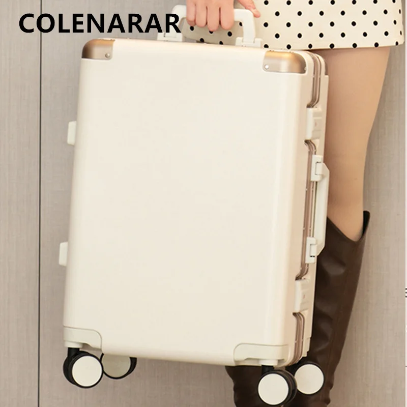 COLENARA حقيبة الألومنيوم الإطار الصعود صندوق 20 بوصة الصعود صندوق 22 "24" 26 "28" 30 "سعة كبيرة PC حقيبة تروللي بعجلات المقصورة الأمتعة