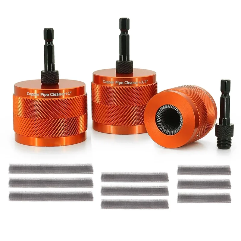 

For Cleaning Rust, Stains, Paint On Copper Pipes Promotion 1/2 & 3/4 & 1inch Metal Copper Pipe Cleaner Set