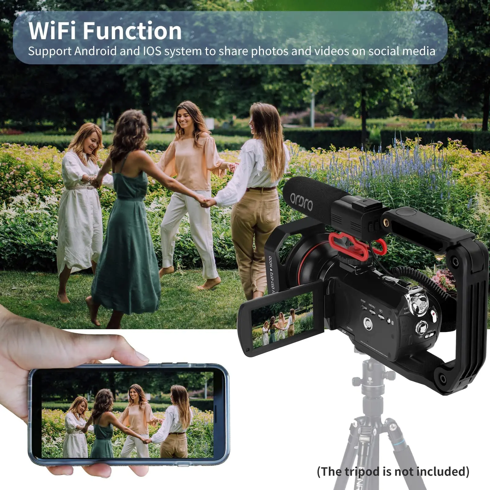 Ordro Live Streaming Camera 4K 12X Optical Zoom Digital Camcorder for YouTube Facebook Vlog Videos Recording Church Wedding