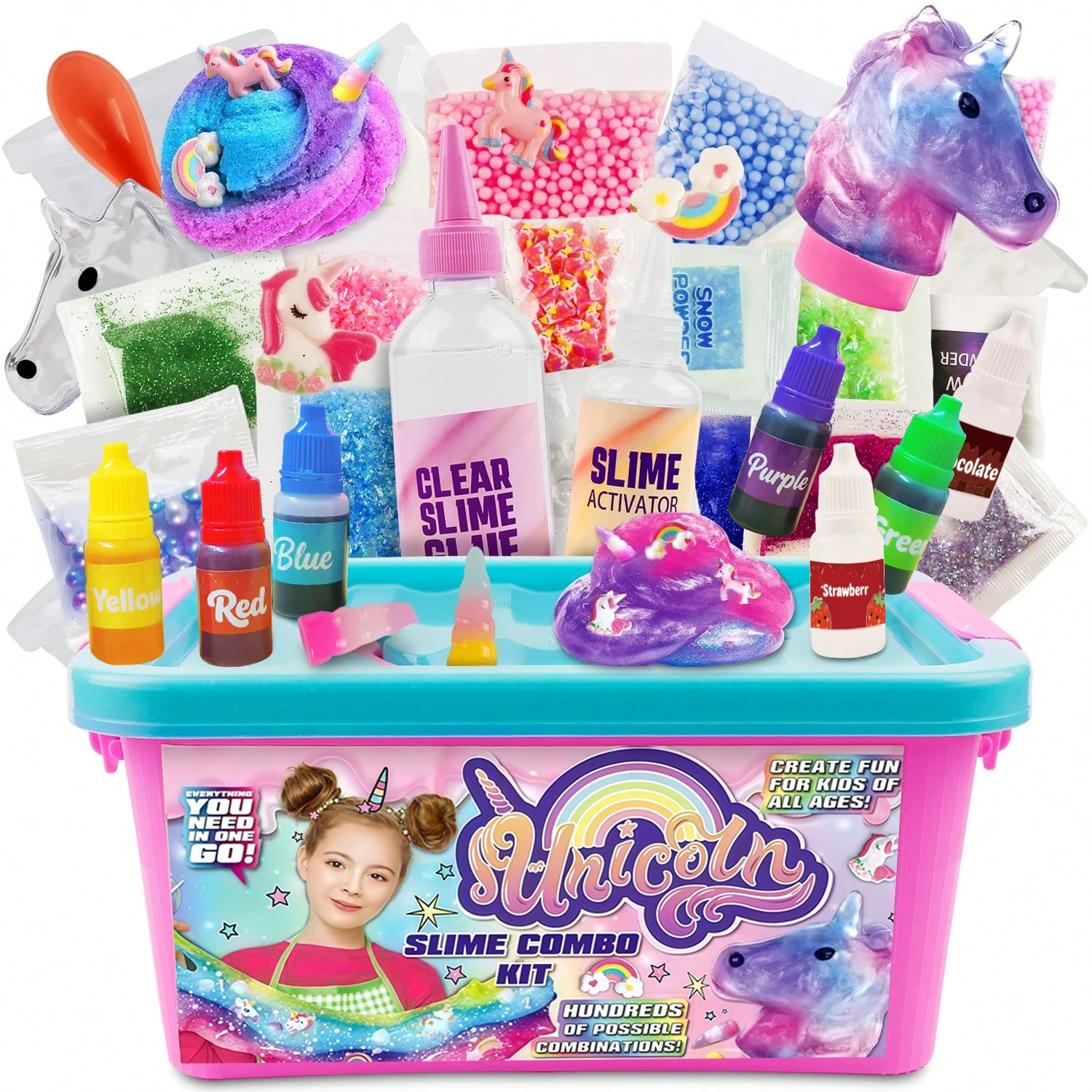 1 Box Cute Girl Unicorn Slime Toy Set DIY Handmade Toy Set, Great Gift For Girls, Fluffy Unicorn Slime Glue Set, Cloud Clay Gift