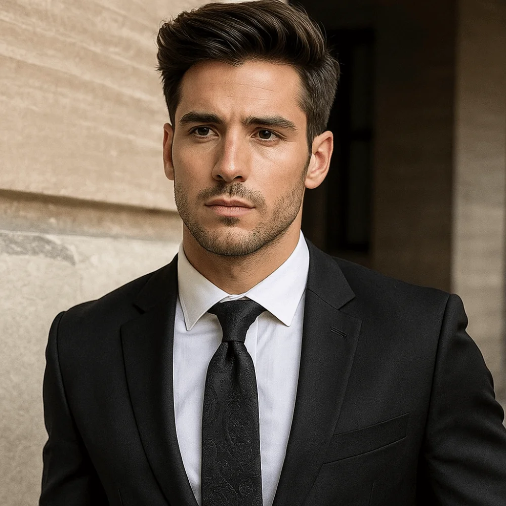 بسيطة بلون أسود ربطة العنق المشارب الجاكار الرجال ربطة العنق اليد تعادل قابل للتعديل الرجعية Cravat البدلة الملحقات