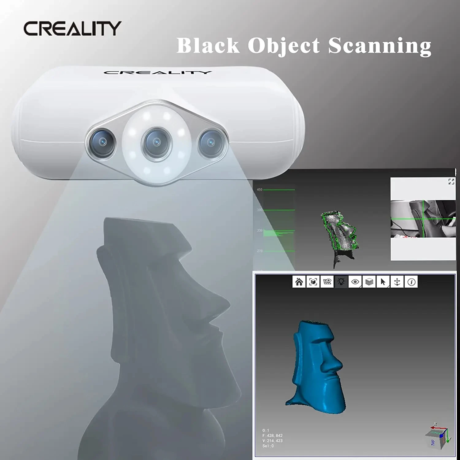 CREALITY-Scanner 3D portable CR-Scan Lézard d'origine, haute précision, prend en charge le balayage couleur, tout neuf, 0.05mm