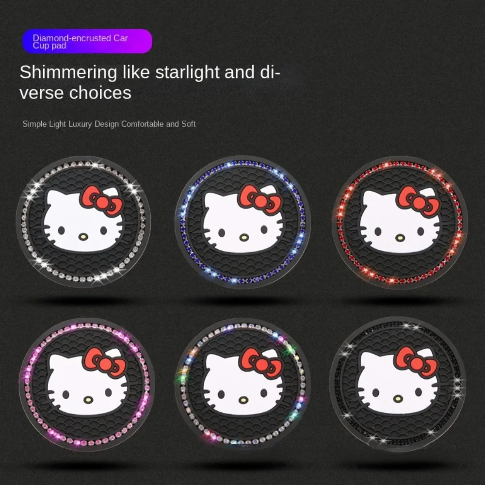 2PCS Hello Kittys Car Cup Holder Car Cute Insulated Coasters Pad Anime Cartoon Anti Slip Mat Interior Decor Accessories Girl view 5
