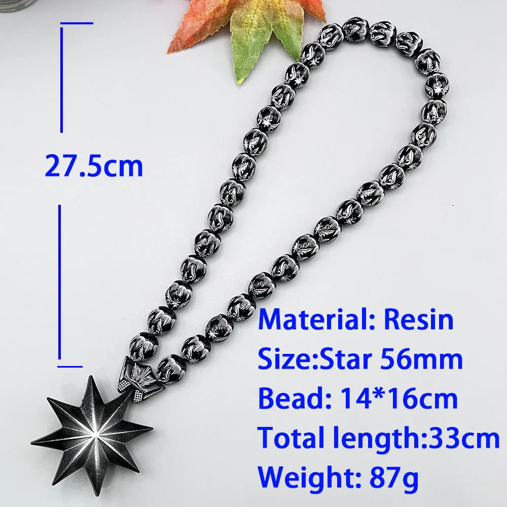 GS229 Octagonal Star 3D White Black Dual Halo Resin Wings Palace Crown Beads Meditation Pray Have A Change Of Luck Car Pendants