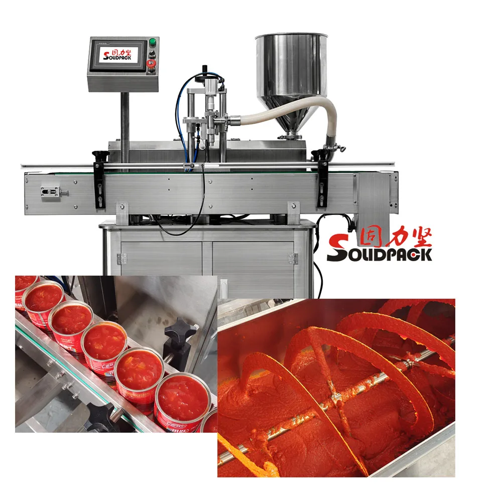 Máquina llenadora automática de mermelada de manzana, fresa y arándanos de un solo cabezal Solidpack