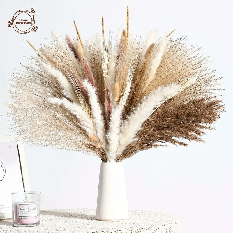 

Fluffy Pampas Grass Dried Flowers Bunny Tails Goldenrod Bouquet Wedding Table Decor Floral Arrangements Bohemian Chic Decoration