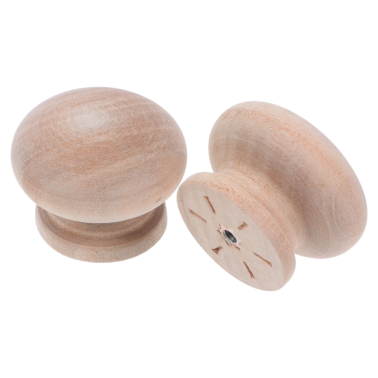 

2pcs Natural Wood Drawer Knobs Mushroom Design Single Hole Handles For Cabinets Wardrobes Closet Furniture Decor Beige