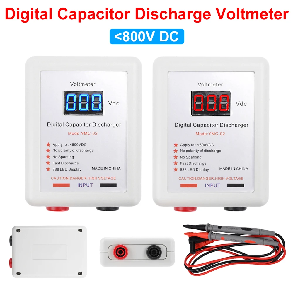 800V Digital Capacitor Voltage Tester Fast Discharger High Volt Discharging Tool Electronic Repair Display Matenance Protection
