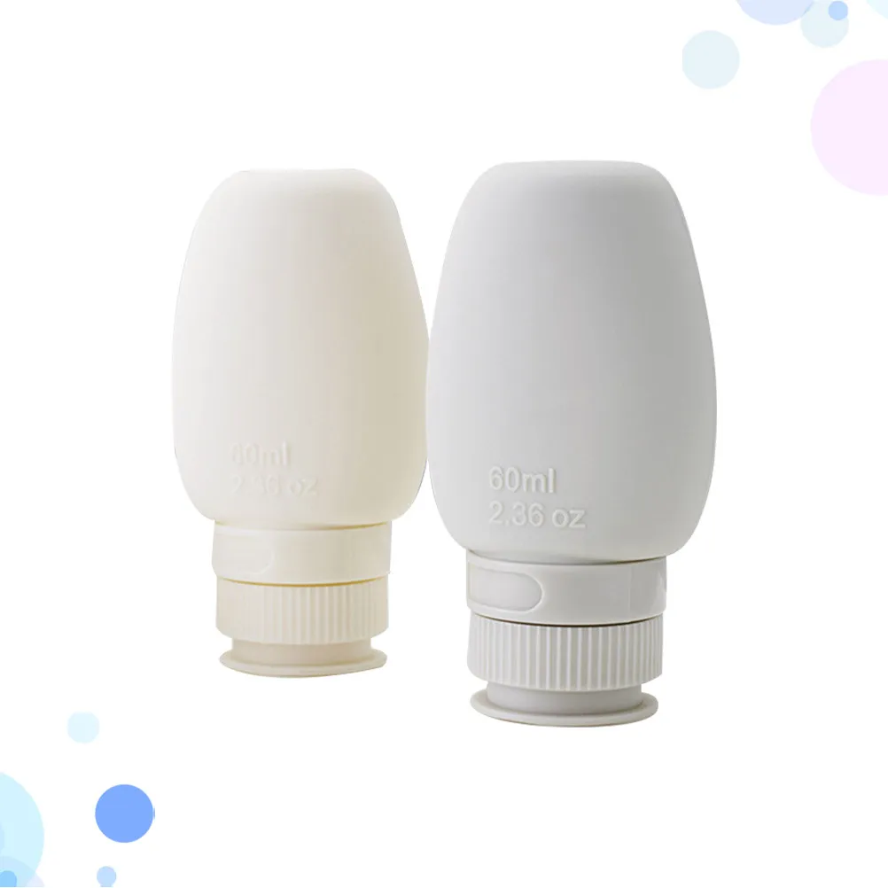 

2Pcs Leakproof Silicone Toiletries Bottle 60Ml Reusable Portable Shampoo Container for Travel Camping Gym Outdoor Use Soft