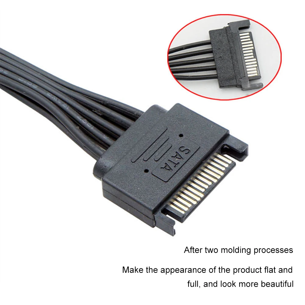 Adaptador de Cable de expansión SATA de 15 pines macho a hembra 1 a 1 2 3 4 5 Cable conector para interfaz de disco duro de ordenador Cable de alimentación