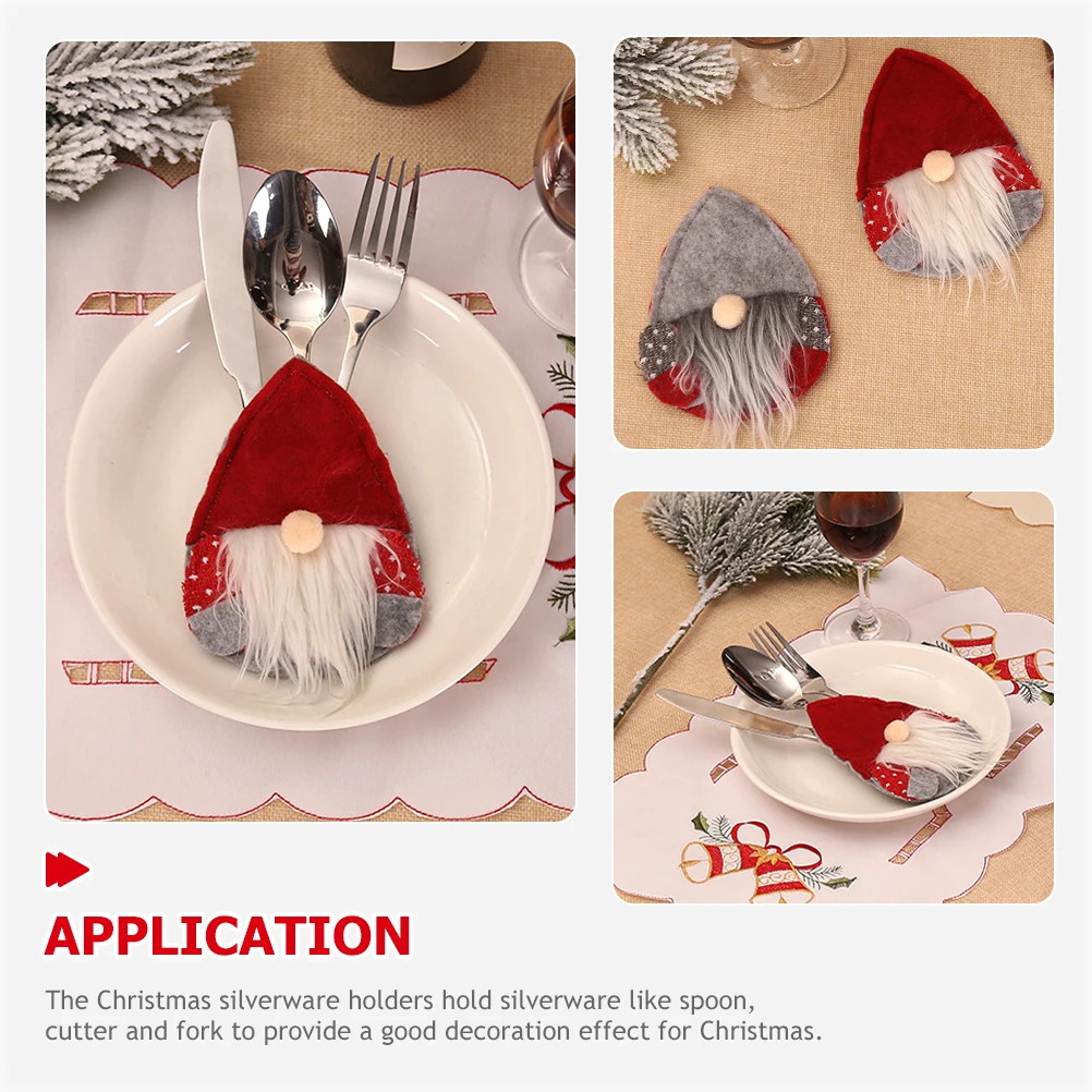 

Christmas Cutlery Set Countertop Silverware Holder Fork Xmas Holders Dining Table Decor
