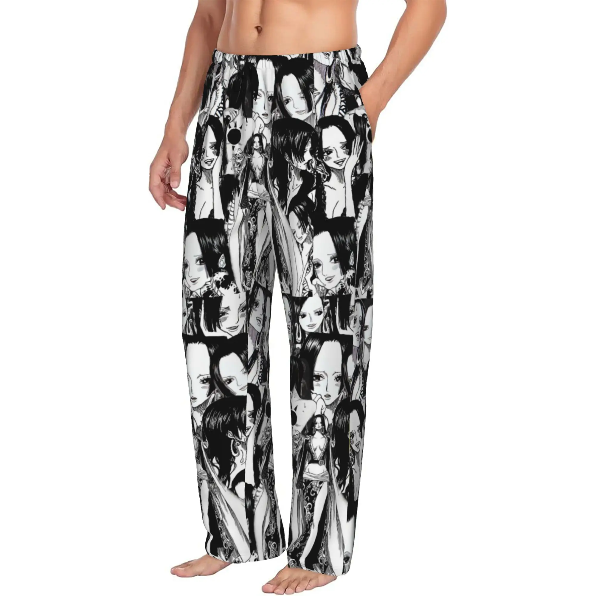 

Custom Men Boa Hancock Japan Manga Pajama Pants Print Snake Sleep Sleepwear Bottoms with Pockets