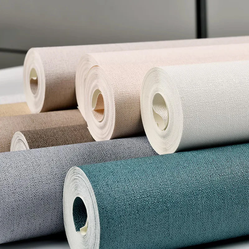 Premium 3D Linen Fabric Pattern Wallpaper Rolls Home Decoration Luxury Japanese Restaurant Grasscloth Plain Wallpaper Home Decor