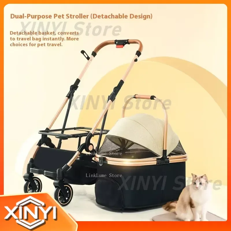 Lightweight Luxury Teddy Dou Four Wheel Pet Car for Small Dogs and Cats Separable One Click Folding Durable Adjustable Up to
