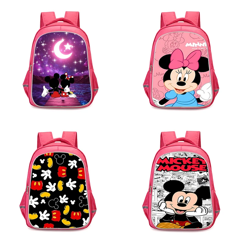 Mochila escolar de Mickey y Minnie para niñas, morral de acampada, duradero, regalo de cumpleaños para estudiantes