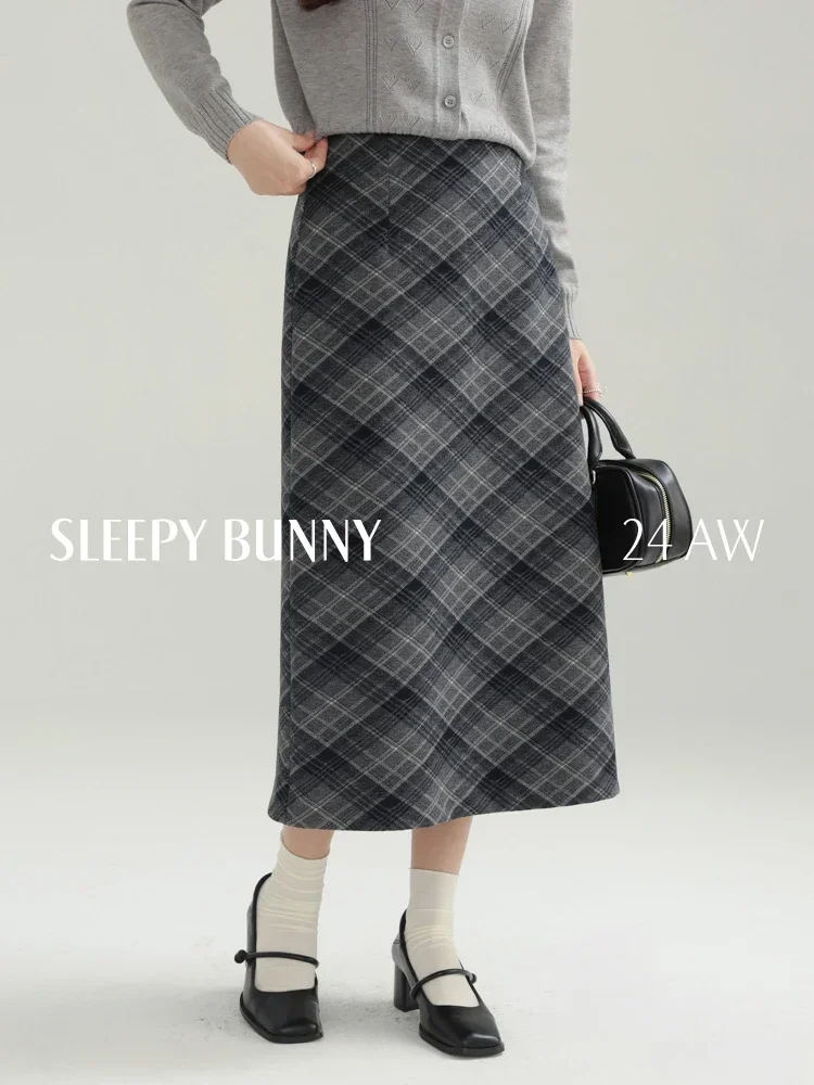 

Autumn Winter Women Gray Plaid A-Line Mini Skirt High-Waisted Slim Fit Short Skirt Elegant and Chic Style for Petite Frames