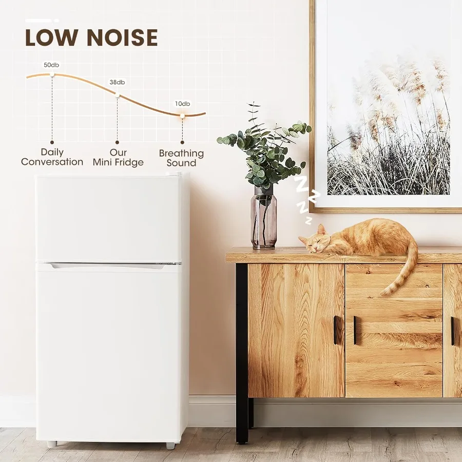 ثلاجة صغيرة 3.55 قدم مكعب مع ثلاجة صغيرة بفريزر مع بابين لمكتب المطبخ والنوم وثلاجة صغيرة لغرفة النوم مع ضبط #5