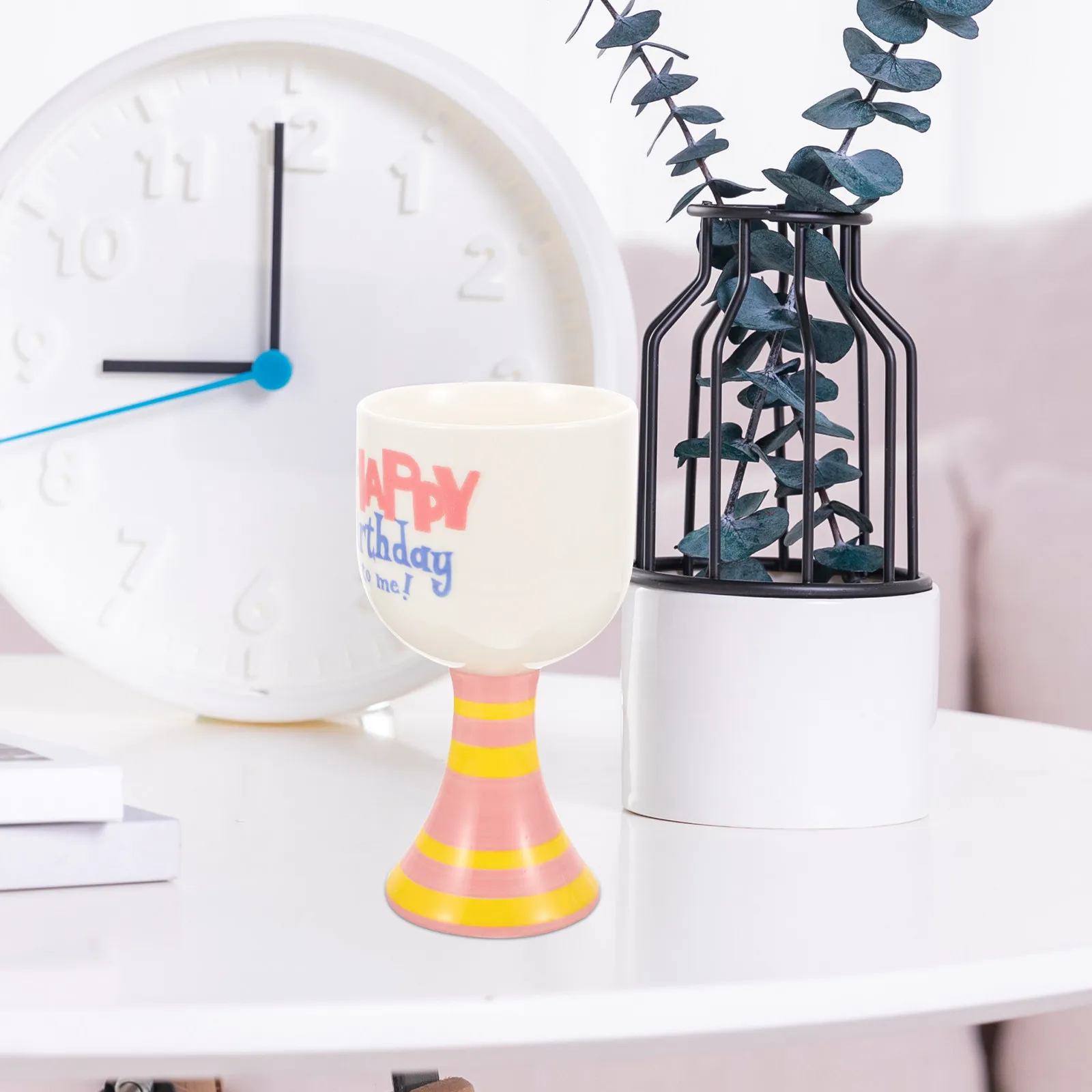 Birthday Party Footed Mug Ceramic Drinking Cup for Wine Cocktails Milk Hot Chocolate Home Decoration Gift Idea Best Present