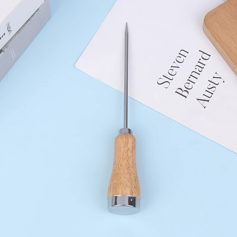 1pc Ice Pick Ice Wooden Handle Stainless Steel Ice Pick Punch Crusher Icing Breaker Kitchen Cocktail Stick Fruit Bar Wine Tools