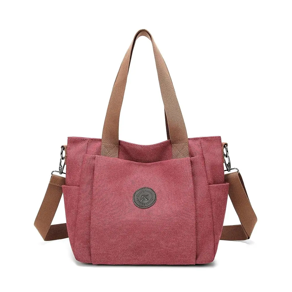 Vintage Washed Canvas Tote Bag for Women Casual Crossbody Bag Everyday Carry All Purse Shoulder Bag Travel Work