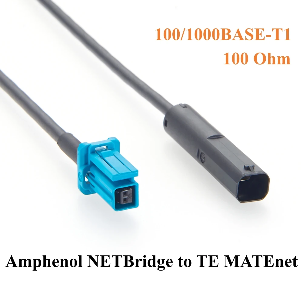 Amphenol NETBridge Male to TE MATEnet Female Automotive Ethernet Cable 100/1000BASE-T1 Shielded Cable NTHCM011A10S to 2302510-9