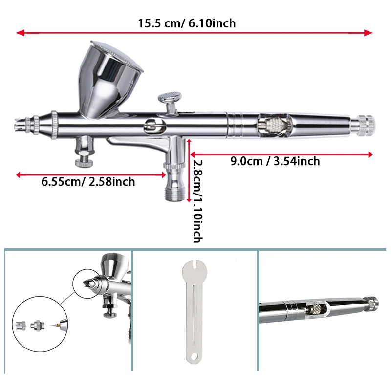 Double Action Airbrush 0.2mm Nozzle Kit with Spray Gun Repair Tool  For Nail Art Tattoo Craft Cake Modle Gravity Air Brush Paint