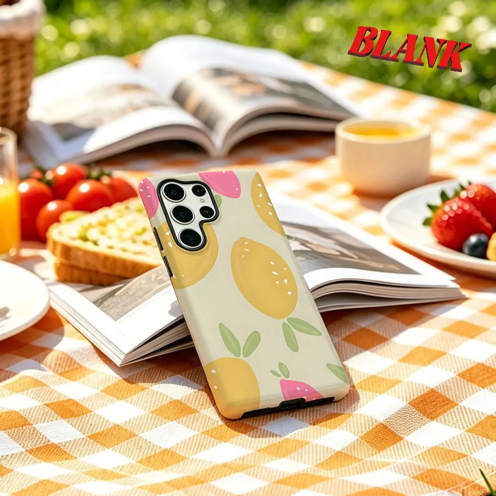 Pink & Yellow Lemons For Samsung Galaxy Phone Case S23 A57 S20 S25 FE S26 Plus S24 Ultra A56 A37 2-IN-1 Shockproof Bumper