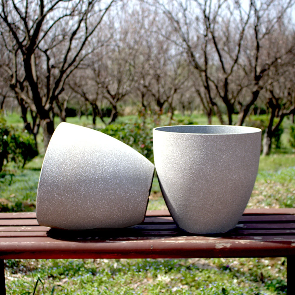 

Resin Flower Pot Large Plant Pots Cactus Planter Drainage Hole for Home Office Garden Succulents Decor