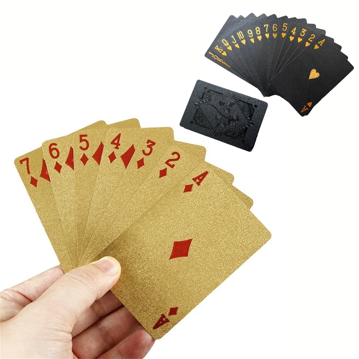 

1pc Gold Foil Waterproof Playing Cards Black Gold Plastic Poker Cards For Party Game Collection Gift