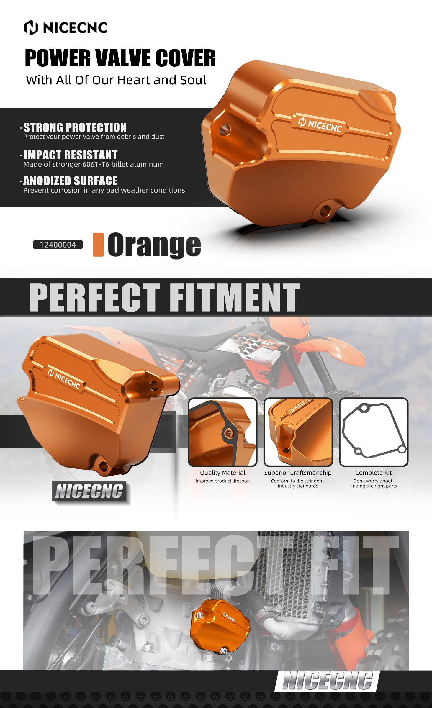 (EU-Lager) Für KTM EXC 300 250 XCW 2024 Performance Übergroße Powerventilabdeckung Links, Power-Valve-Abdeckung für Husqvarna TE 300 TE250 – Detail 1