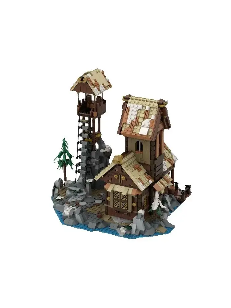 1837PCS MOC Middeleeuwse Retro Dorp Bouwstenen Set Street View Huizen Model Desktop Decoratie DIY Speelgoed Cadeau Voor Kinderen Volwassenen - afbeelding 2