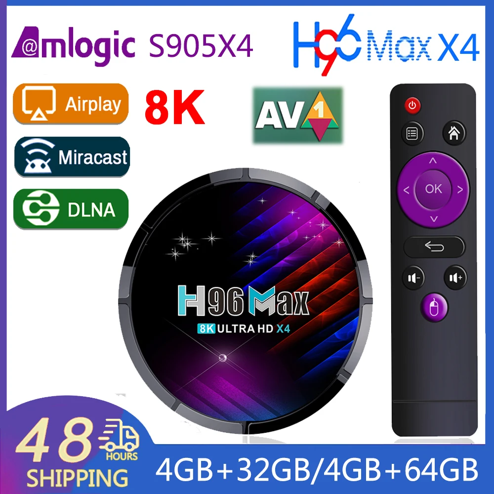 Приставка Смарт-ТВ H96 Max X4 Amlogic S905X4, Android 11, 2,4 ГГц, стандартный Wi-Fi, BT4.0, медиаплеер, ТВ-приставка