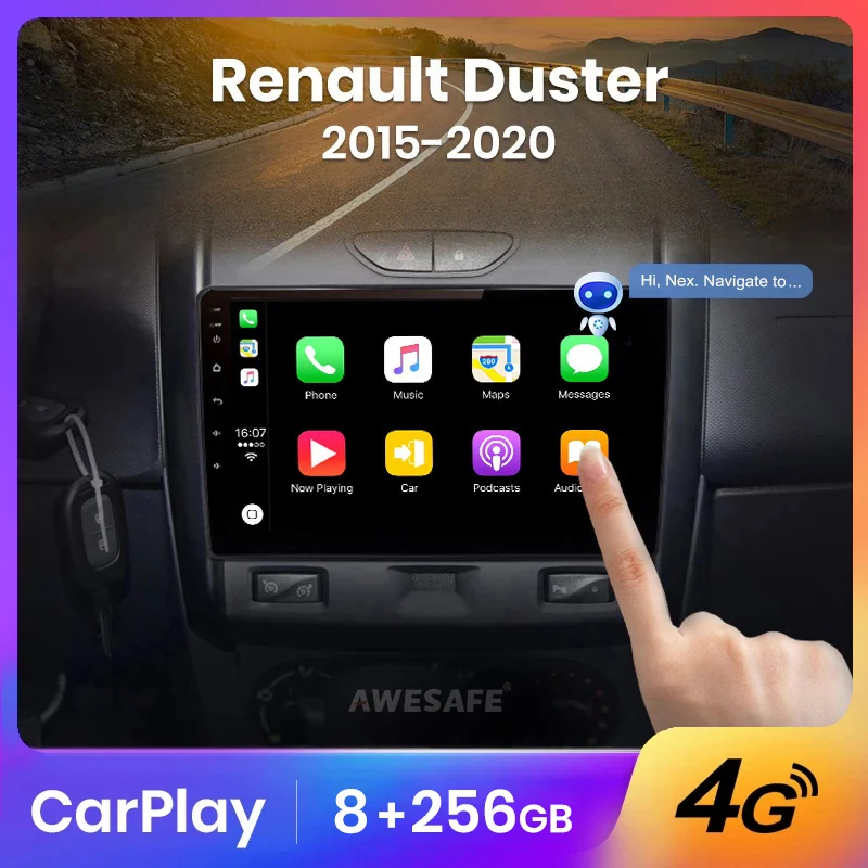 AWESAFE PX9 For For Dacia Duster 2015-2020  Car Radio Multimedia Navigation 2 din Android Autoradio CarPlay Stereo