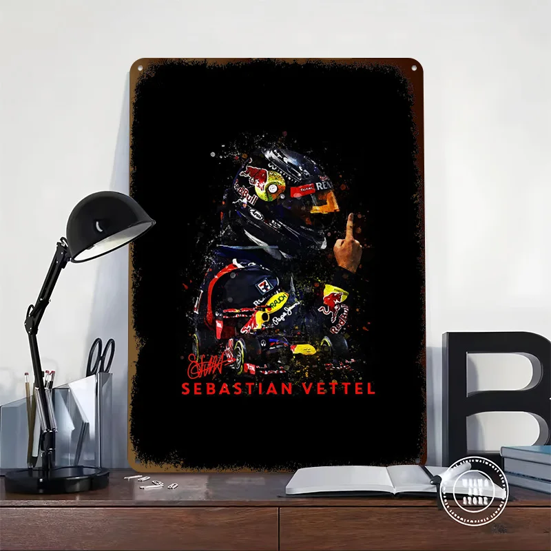 Sebastian Vettel 3D Texture Metal Poster Customized Wall Art Tin Sign Gift for Mancave Modern Home Decoration Luxury Room Decor