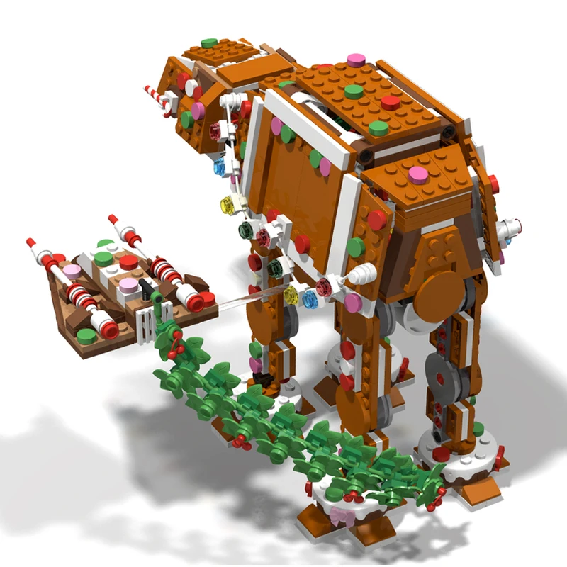 أفكار Bricklink عيد الميلاد الزنجبيل Snowspeeders صالح 40806 الزنجبيل AT-AT Addon نموذج سفينة الفضاء مجموعات ألعاب مكعبات البناء