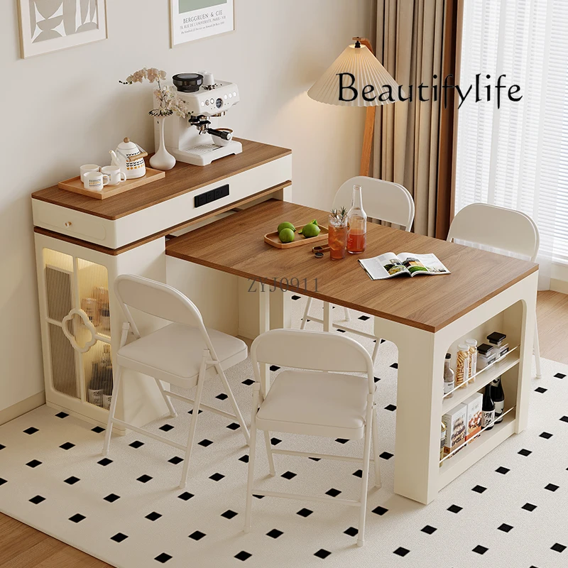 

Cream Wind Island Dining Table Integrated Household Retractable Restaurant Household Small Unit