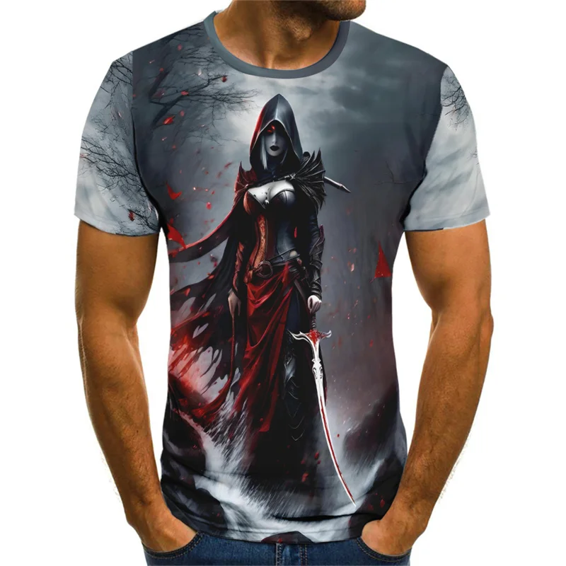 Men's Horror Style T-Shirts Summer Short Sleeve O-Neck 3d Skulls Printed Street Terror Male Tee 6XL Plus Size Casual Tops