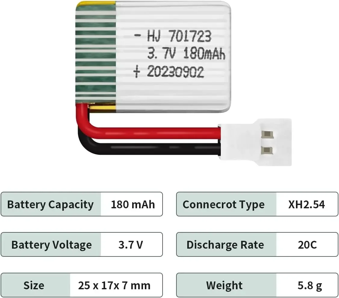 3.7V 180mAh 20C 701723 Rechargeable Lipo Battery For H20 Syma S8 M67 U839 X900 X901 RC Quadcopter Spare Parts