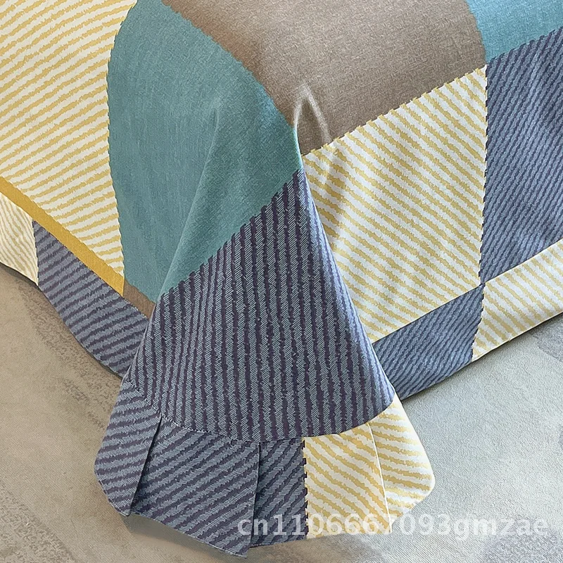 

Cotton Single Bed Sheets Set with Skirt Thickened Four-Piece Dormitory Bedding Floral Pattern Modern Minimalist Style 100%