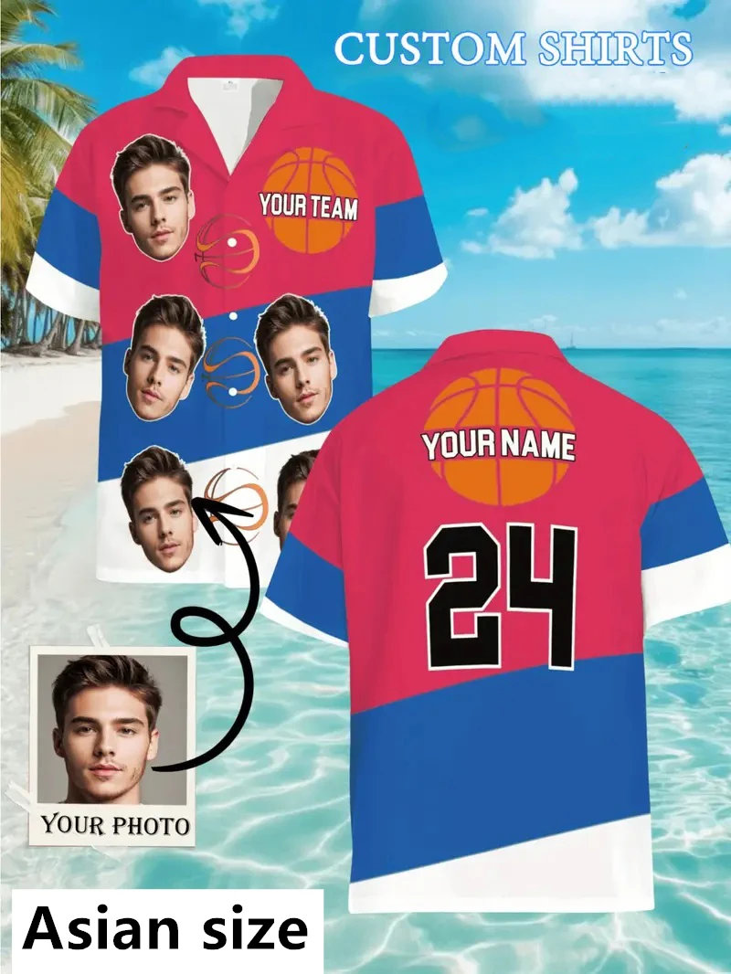 

Custom Photo Beach Shirts For Men Women Funny Personalized Face Custom Hawaiian Shirt Gift For Family Pet Owners Y2k Clothes