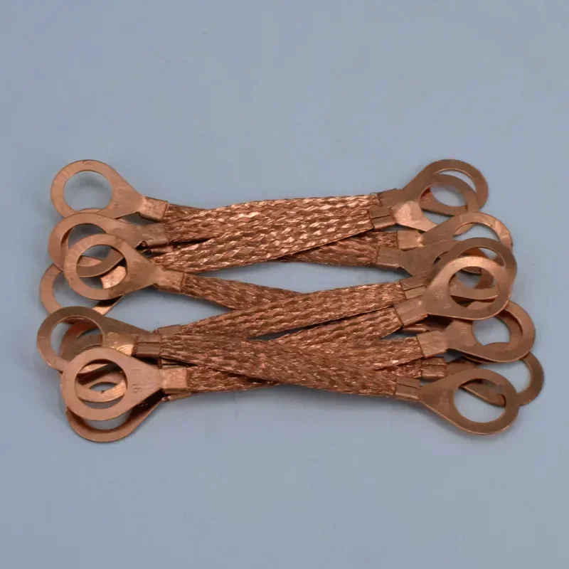 5PCS 6 square pure copper flange jumper anti-static  grounding wire connecting   braid