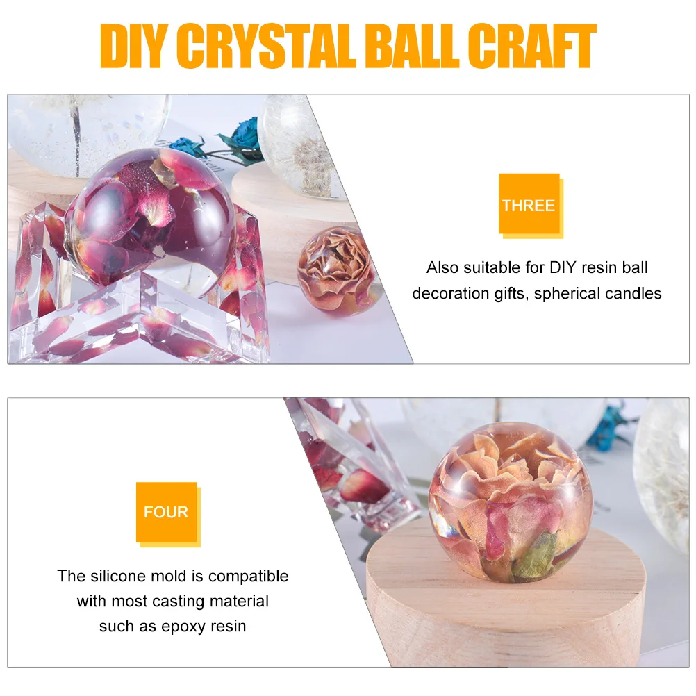 

2pcs Crystal Ball Mold Silicone Diy Resin Ball Decoration Sphere Globe Making Crafts Molding Tool Durable Reusable