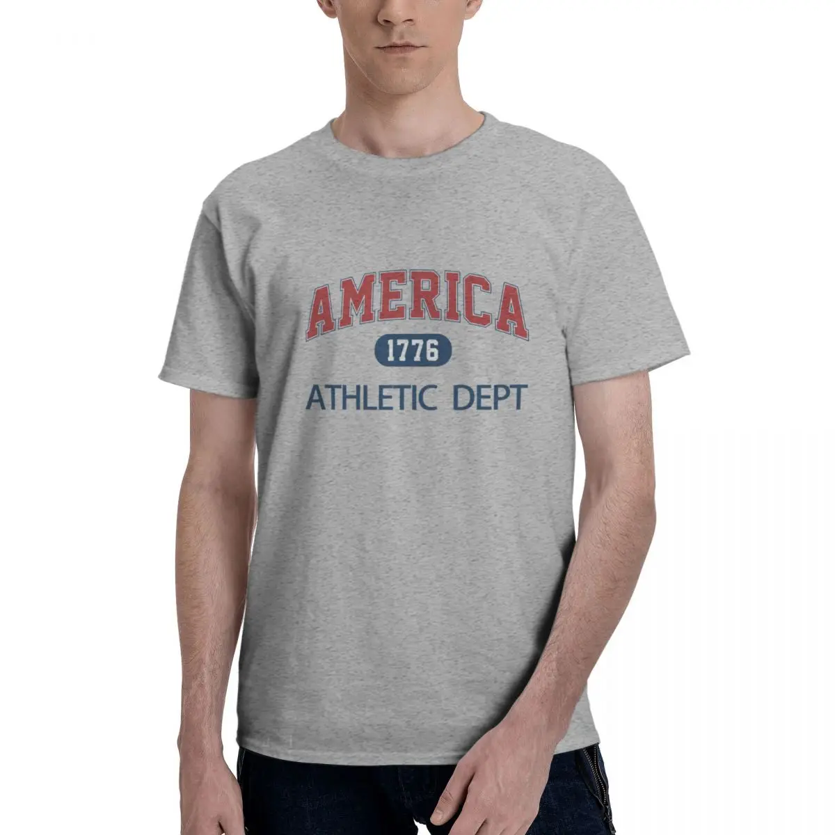 America 1776 Athletic Dept  y2k Mens Short Sleeve T-shirts Streetwear 3D Printed Cotton Tops O Neck Custom Male Short Tee