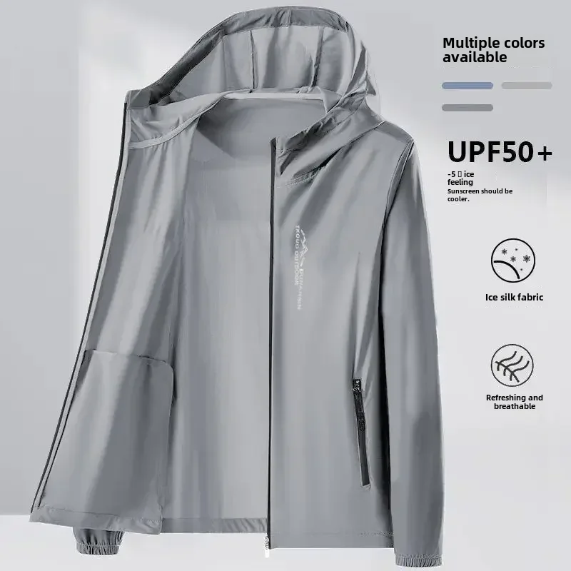 

Ice Silk Hooded Sunscreen Jacket For Men Ultra-thin Protective Clothing Against Uv Light Versatile Fashionable Thin Skin Jacket
