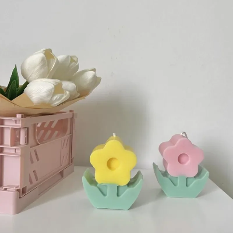 1PC INS Korea Flower Candle Romantic Cute Soy Wax Aromatherapy Small Scent Relaxing Birthday Wedding Party Gift Home Decoration