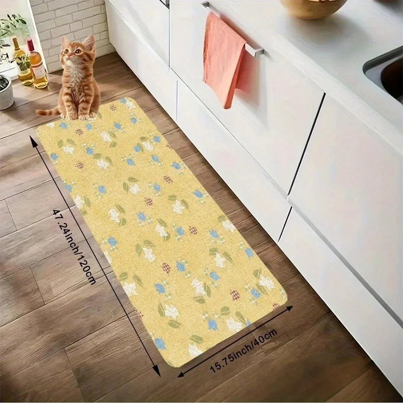 

1PC Flower Pattern Kitchen Rug Non-Slip Door Mats Pop design Bathroom Rug Bath Mat Carpet for Home Sink Laundry Decor